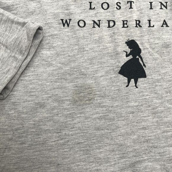 Disney Alice In Wonderland Graphic T-Shirt Womens XL Gray Long Sleeve Casual Tee - Picture 4 of 12